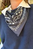Western Bandana Triangle Silk Neckerchief Navy